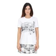 Ernesta Hvid Grafisk Print T-shirt