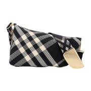 Sort Skuldertaske med Elegant Check Motif