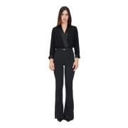 Elegant Sort Jumpsuit med 3/4 Ærmer