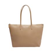 Sporty Beige Shoppingtaske med Tennis-inspireret Design