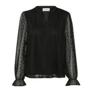 Elegant Lace Blouse i Pitch Black