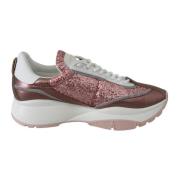 Pink Glitter Læder Sneakers