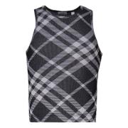 Vintage Check Print Sleeveless Sweater