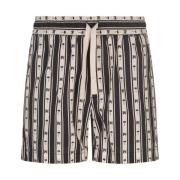 Stribet bomuldssportsshorts med monogram