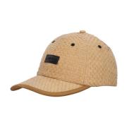 Straw Curved Visor Cap Beige