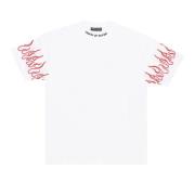 Flames Broderet T-shirt Hvid/Rød