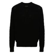 Sort 4G Mønster Crew Neck Sweater