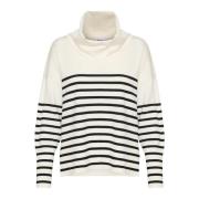 Stribet Cowlneck Pullover Sweater Ice