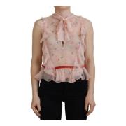 Pink Blomstret Silke Ascot Krave Top