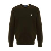 Grøn Crewneck Sweater med Broderet Pony