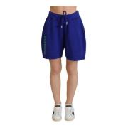 Logo Sweatshorts High Waist Blå Bomuld