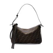 Ikonisk Brun Jacquard Crossbody Taske