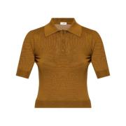 Brun strikket poloshirt