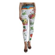 Hvid High Waist Printed Leggings