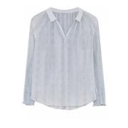 Feminine Bluse med V-udskæring og Smock-manchetter