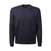 Blå Uld Crew-Neck Sweater