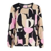 Grafisk Print Bluse Skjorte