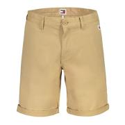 Beige Herre Shorts Slim Fit Broderet