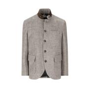 Uld Blazer Elegant Pasform Båndkrave