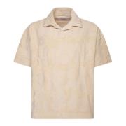 Beige Polo Shirt Klassisk Bowling Hals