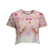 Chic Pink Broderet Bomuld T-Shirt