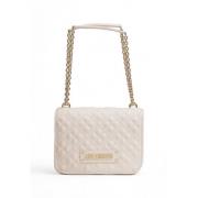 Beige Skulder Taske med Clip Lukning