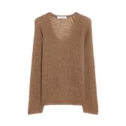 Blød Mohair Blanding V-Hals Sweater