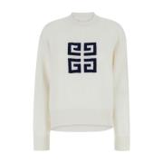 Hvid Crewneck Sweater med 4G Logo