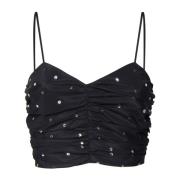 Sort Limousine Crop Top med Studs