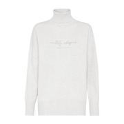 Højhalset Uld Kashmir Sweater Hvid