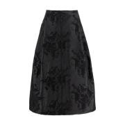 Elegant Midi Flared Jacquard Nederdel