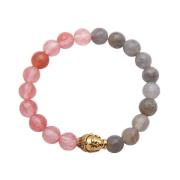 Womens Bracelet Gold Plated Buddha with Cherry Quartz Labrodite