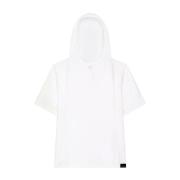 Hvid Hoodie T-shirt med Broderet Logo