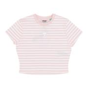 Stribet Crop Tee Bomuld Blush