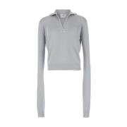 Grå Knotted Sleeved Polo Top