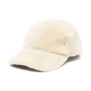 Faux-Fur Beige Hat Peak Lapels