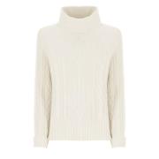 Ivory Uld Silke Høj Hals Sweater