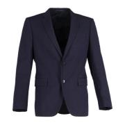 Navy Blue Wool Single-Breasted Blazer