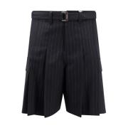 Stribet uld Bermuda shorts