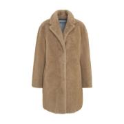 Faux Fur Coat med Notched Lapels