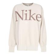 Oversized Crewneck Fleece Sweatshirt Lt Orewood Brn/smokey Mauve/sail