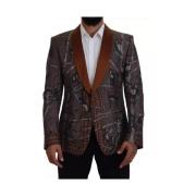 Bronze Monkey Print Silke Blazer Jakke