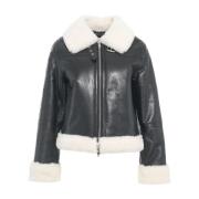 Luksuriøs Faux Fur Shearling Jakke Sort