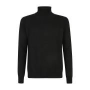 Sort Turtleneck Strikvarer Sweatshirt AW24