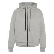 Grå Melange Zip-Through Hoodie til Kvinder