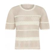 Skovhuus Two Coloured Openwork T-Shirt Toppe T-Shirts