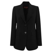 Sort blazer med V-hals og knapper