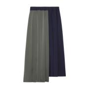 Asymmetrisk uld og satin midi nederdel