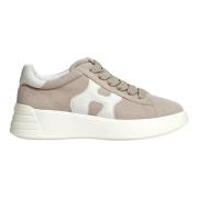 Beige Sneakers med hvid gummisål