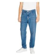 Blå Plain Herre Jeans Lynlås Lukning